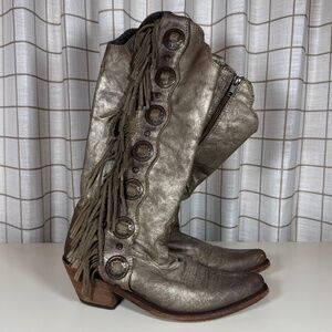 Liberty Black Women's Ophelia Fringe Boot In Stonewash 9.5